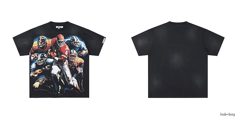 DUAA Rugby Print Retro Black T-Shirt