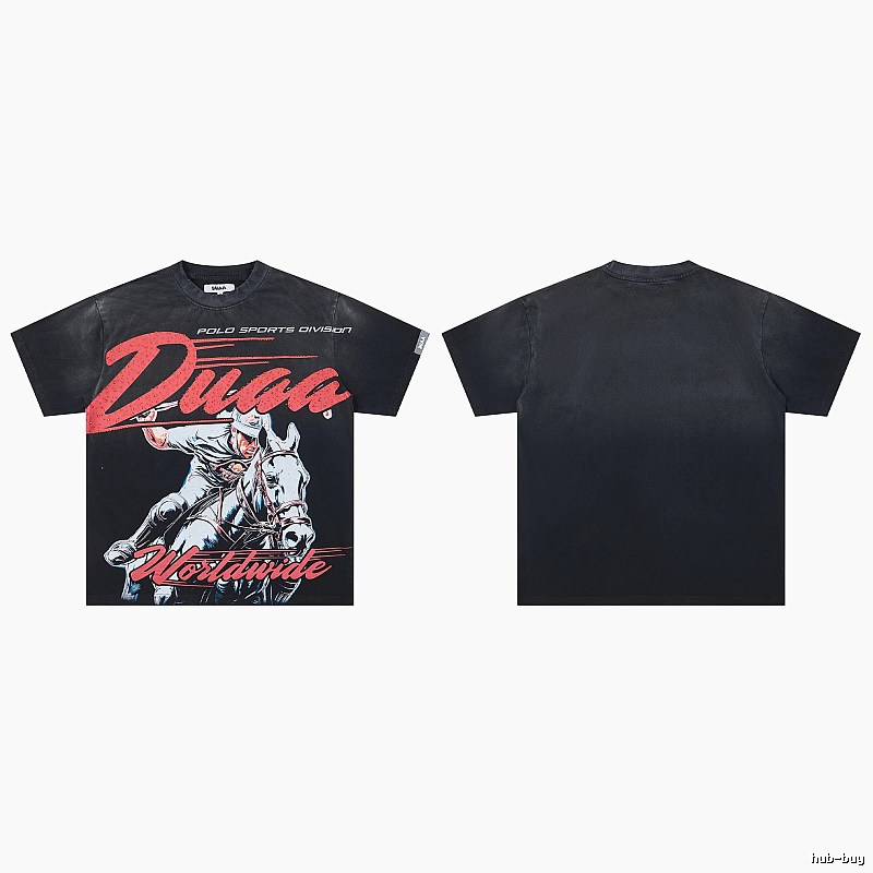 DUAA Vintage Style Black Polo T-Shirt