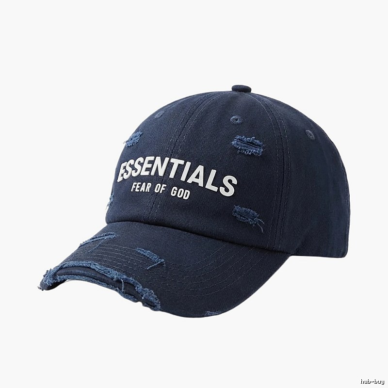 ESSENTIALS Dark Blue Hat with Ripped Style