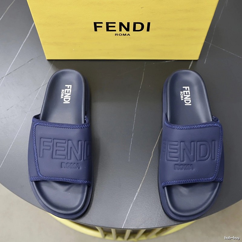 Fendi Roma Minimalist Style Navy Blue Slippers