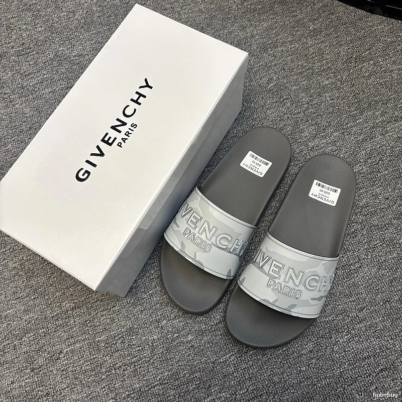 Givenchy Paris Camo Streetwear Gray Slides