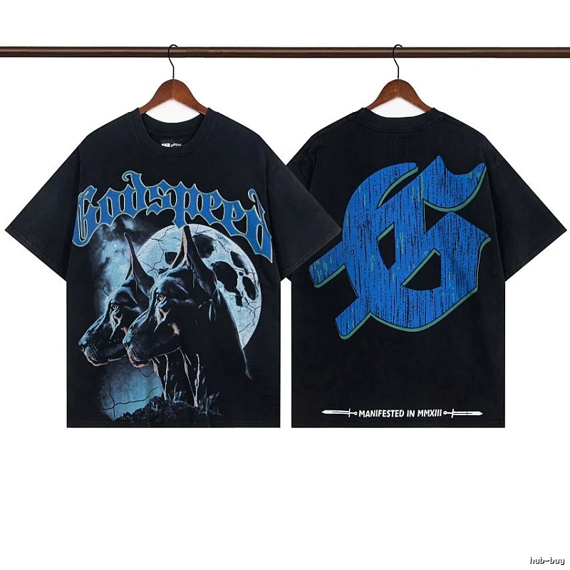 Godspeed Doberman Print Dark Style Black Short Sleeve T-shirt