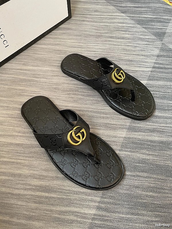 Gucci Double G Casual Style Black Flip-Flops