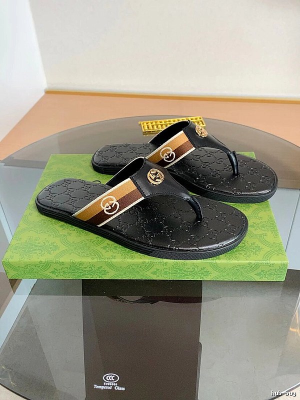 Gucci Double G Series Light Luxury Style Black Flip Flops