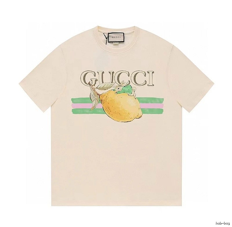 Gucci Lemon Print Casual Style Off-white Short-sleeve T-shirt