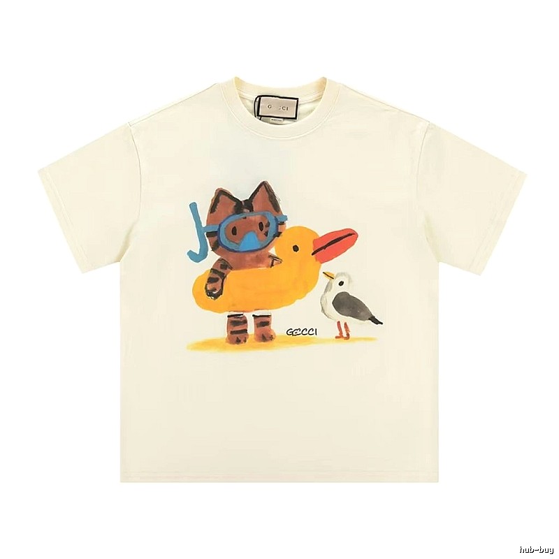 Gucci Off-white Playful Style Cartoon Print T-shirt