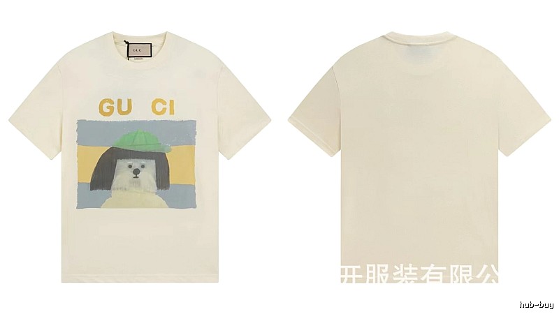 Gucci Puppy Print Casual Style Off-white T-shirt