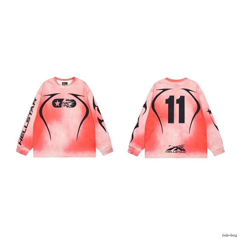 Hellstar 11 Street Style Gradient Pink Long-sleeve T-shirt