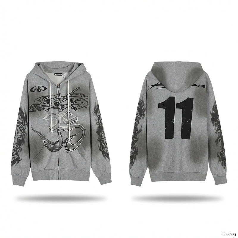 Hellstar Flame Wind Gray Sweatshirt