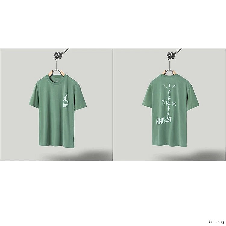 Jordan x Travis Scott Co-branded Street Style Pea Green T-Shirt