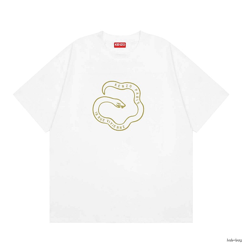 KENZO Spirit Snake Print Casual Style White T-Shirt