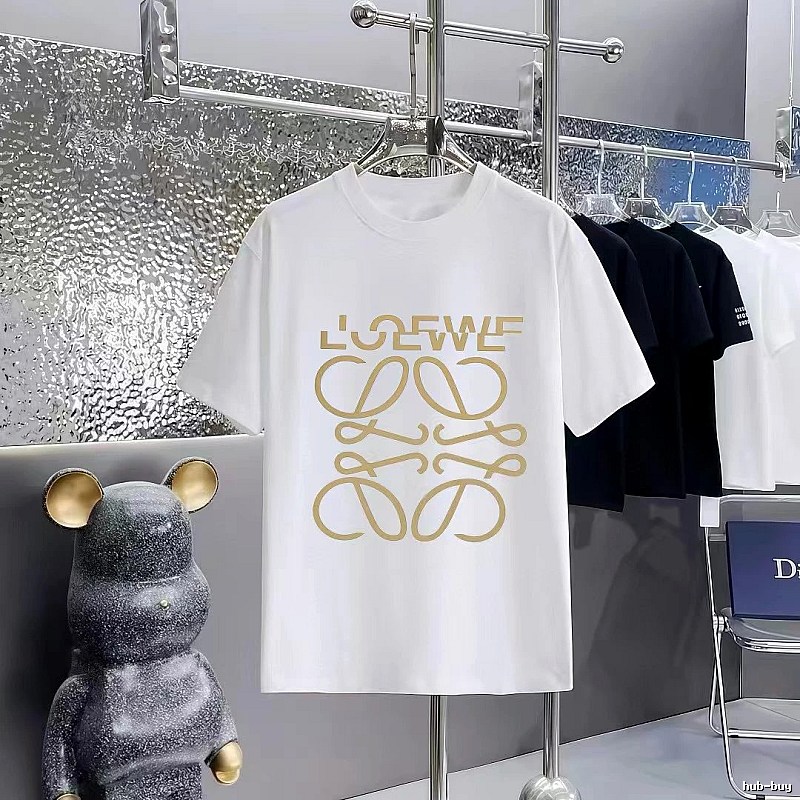 LOEWE Gold Hot-stamped Logo Light Luxury Style White T-Shirt