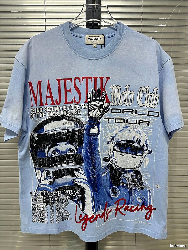 MAJESTIK Racing Vintage Style Light Blue T-Shirt