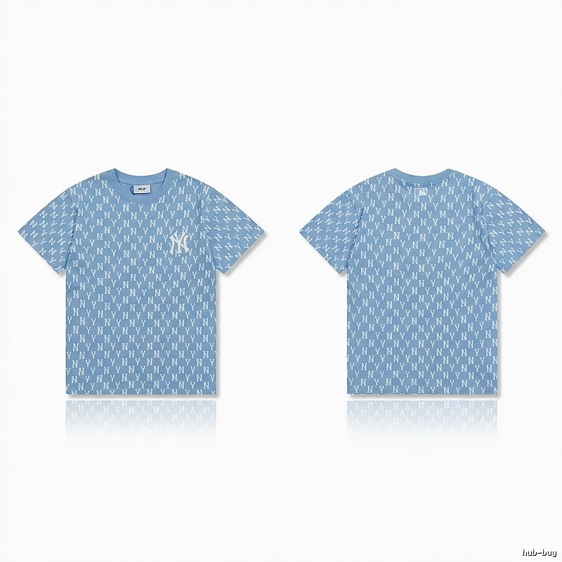 MLB full - print style light blue T - shirt