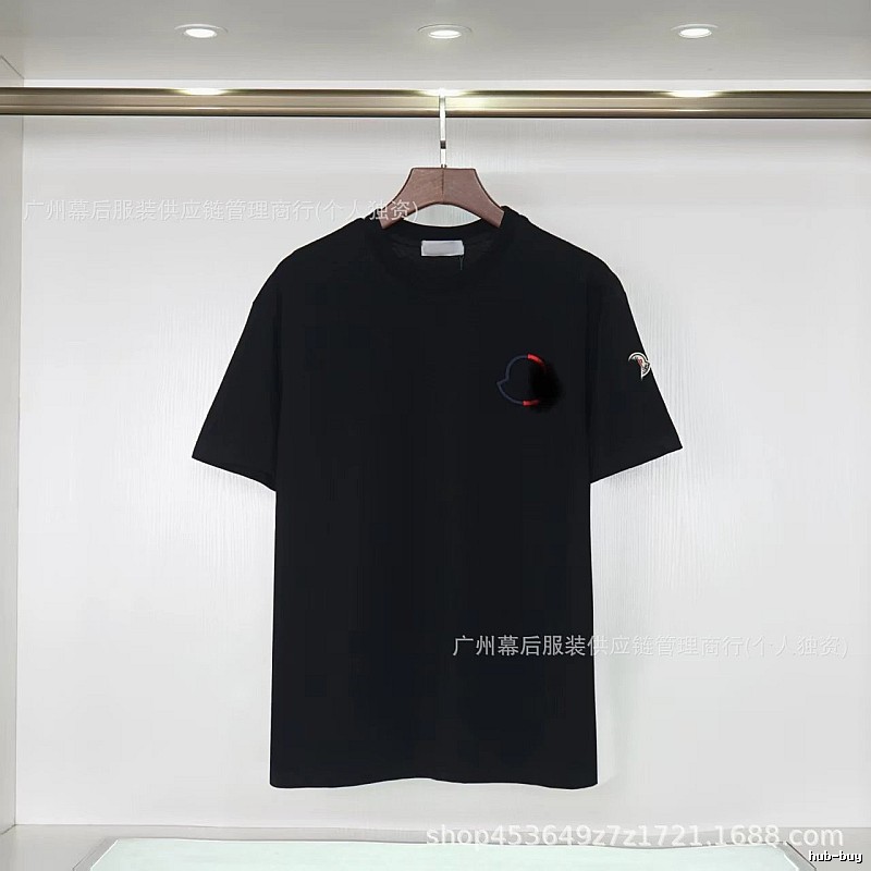 Moncler Embroidered Casual Black Short-sleeve T-shirt