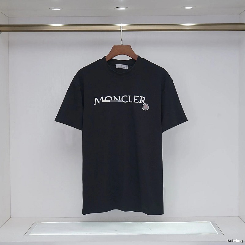 Moncler Embroidered Casual-Style Black T-Shirt