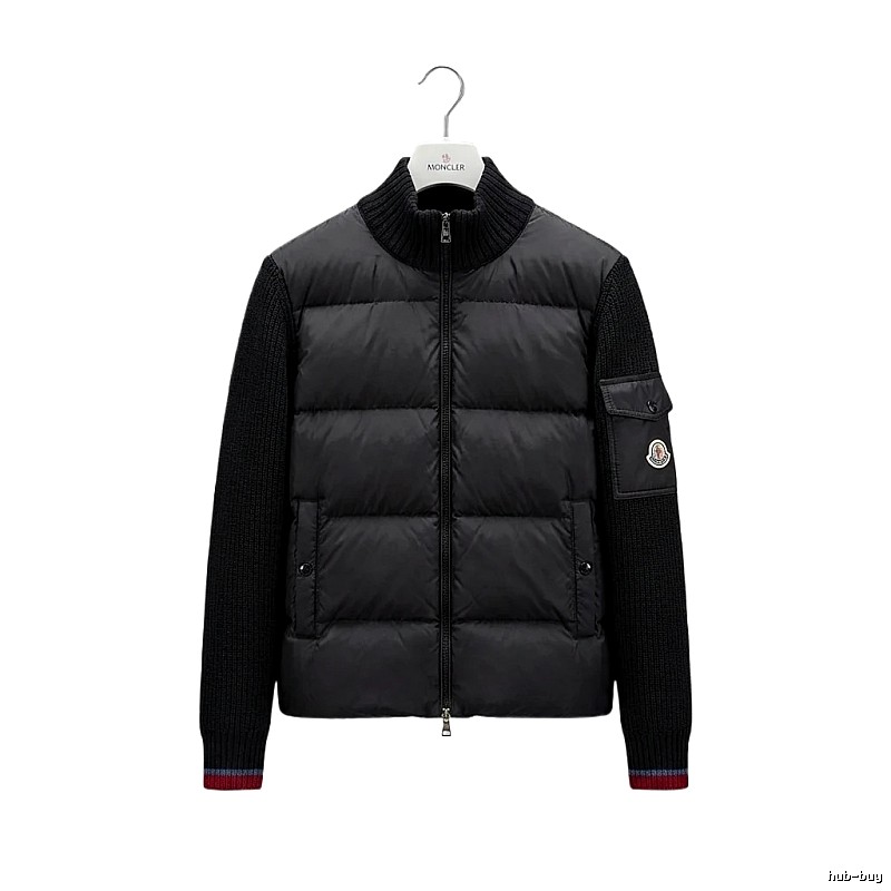 Moncler knitted and spliced black down jacket