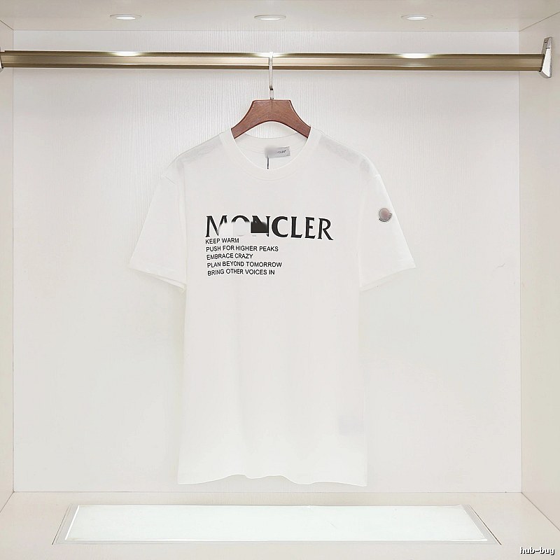 Moncler Letter Print Casual Style White T-Shirt