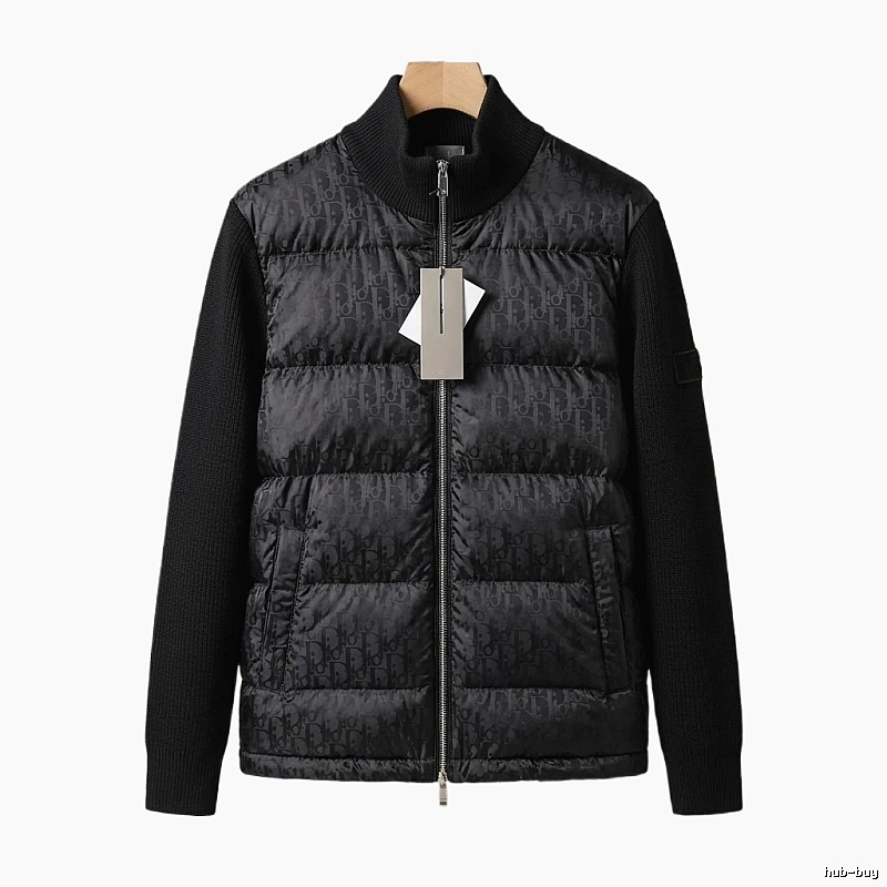 Moncler letter - printed black down jacket