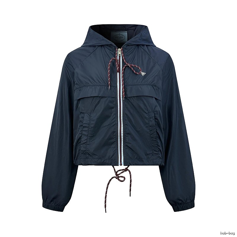 Nike Navy Cropped Windbreaker Jacket for Casual Office