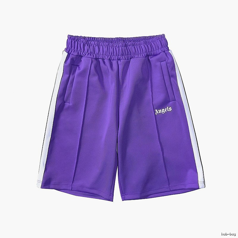 Palm Angels Patterned Track shorts Black Side Stripe with Polished Detail