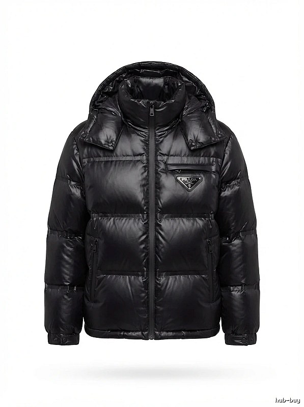 Prada triangle logo black down jacket