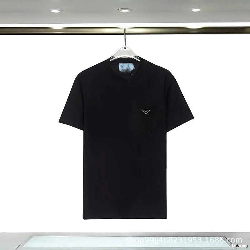 Prada Triangle Logo Minimalist Style Black Short-sleeve T-shirt