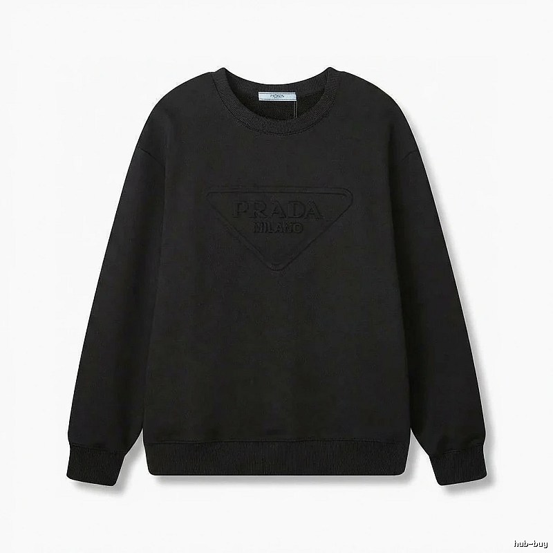 Prada triangular logo simple black sweatshirt