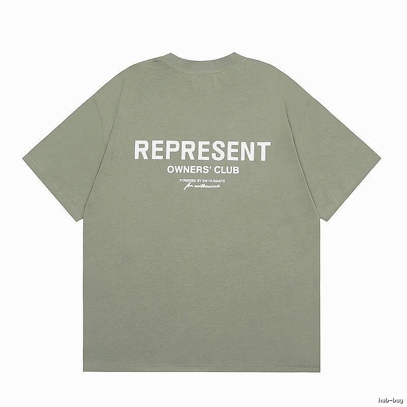 Represent Army Green Style 868 Owners Club T-Shirt Signature Detail Logo