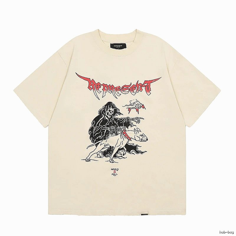 Represent Grim Reaper Print Vintage High Street Beige T-Shirt