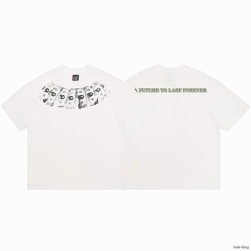 SAINT Dollar Bill Print Street Style White T-Shirt