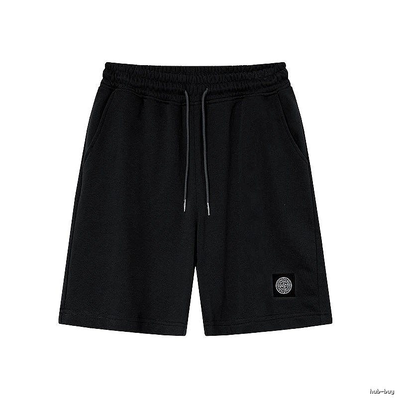 Stone Island Badge Casual Style Black Sports Shorts