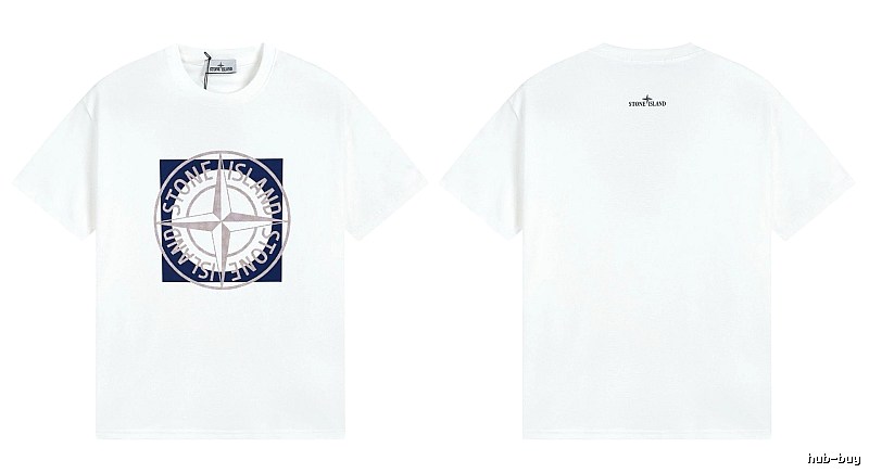 Stone Island Compass Collection Street Style White T-Shirt