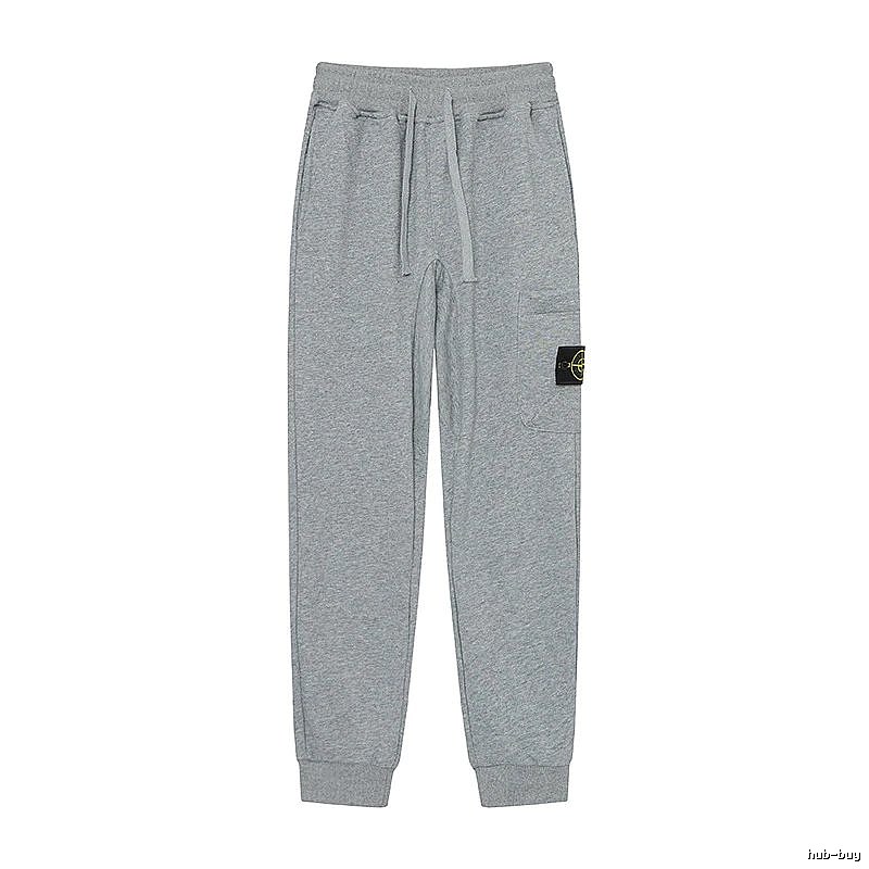 Stone Island Compass Logo Casual Light Grey Cuffed Sweatpants