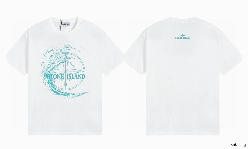 Stone Island Compass Print Street Style White T-Shirt