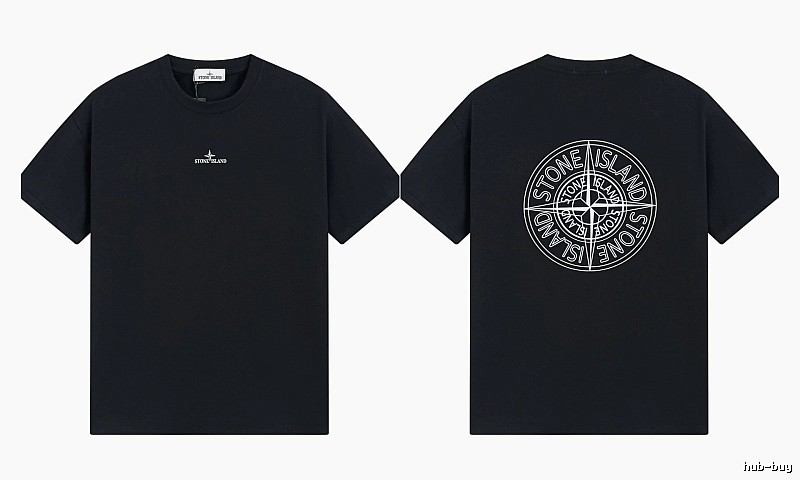 Stone Island Compass Print Trendy Cool Black T-Shirt