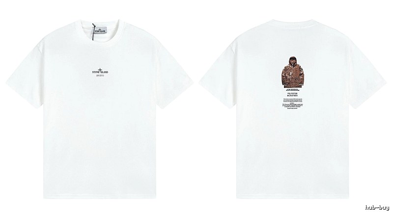Stone Island Printed Functional Style White Short Sleeve T-shirt