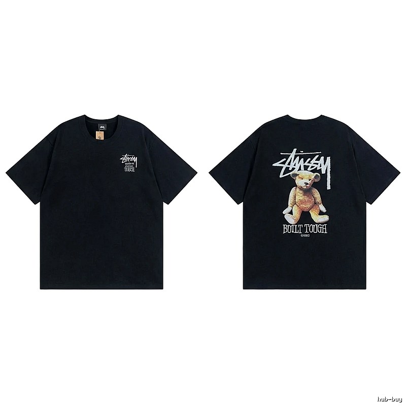 Stussy Bear Trendy Cool Style Black T-shirt