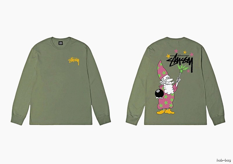 Stussy Cartoon Fun Style Olive Green Sweatshirt