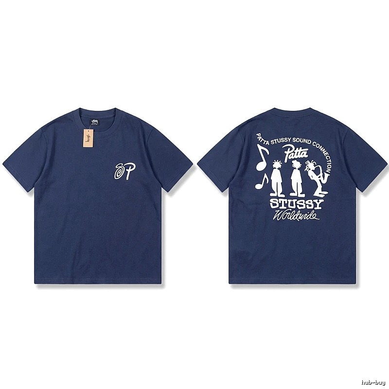Stussy Co-branded Hip-hop Style Navy Blue T-shirt