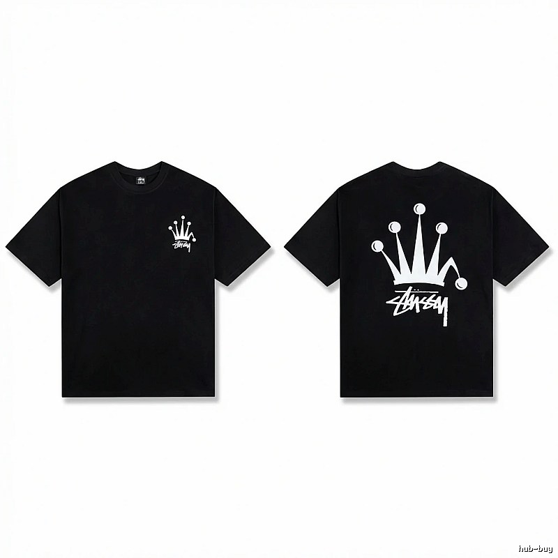 Stussy Crown Trendy and Cool Style Black T-shirt