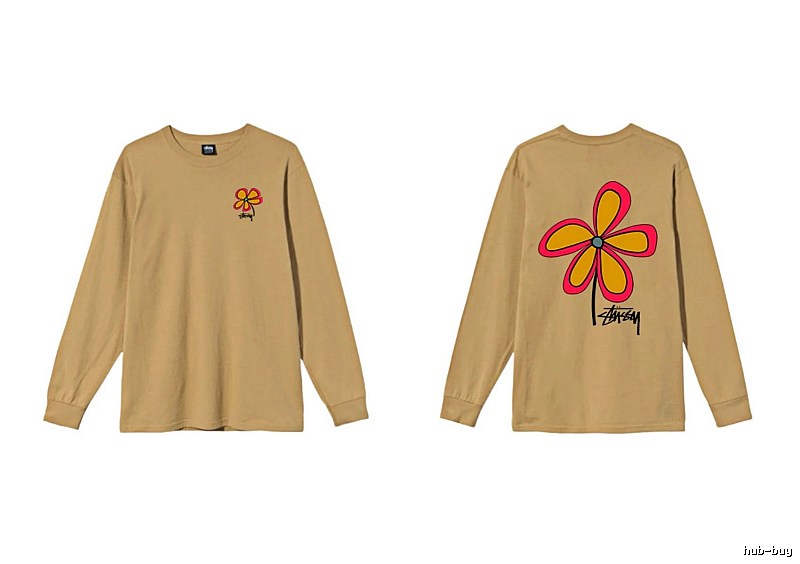 Stussy Floral Casual Khaki Long-Sleeve