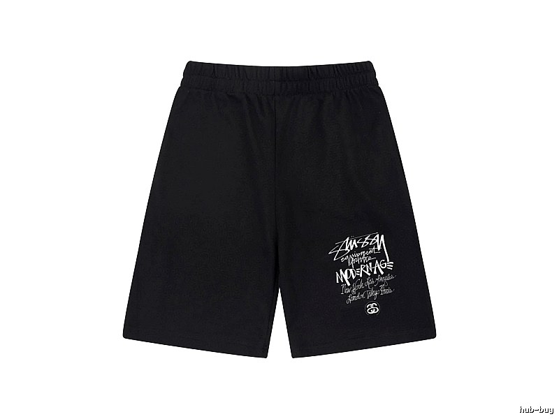 Stussy graffiti-style black shorts