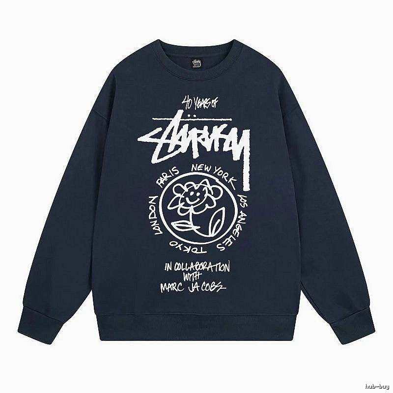 Stussy Navy Style 539 Graphic SweatShirt Poolside Style