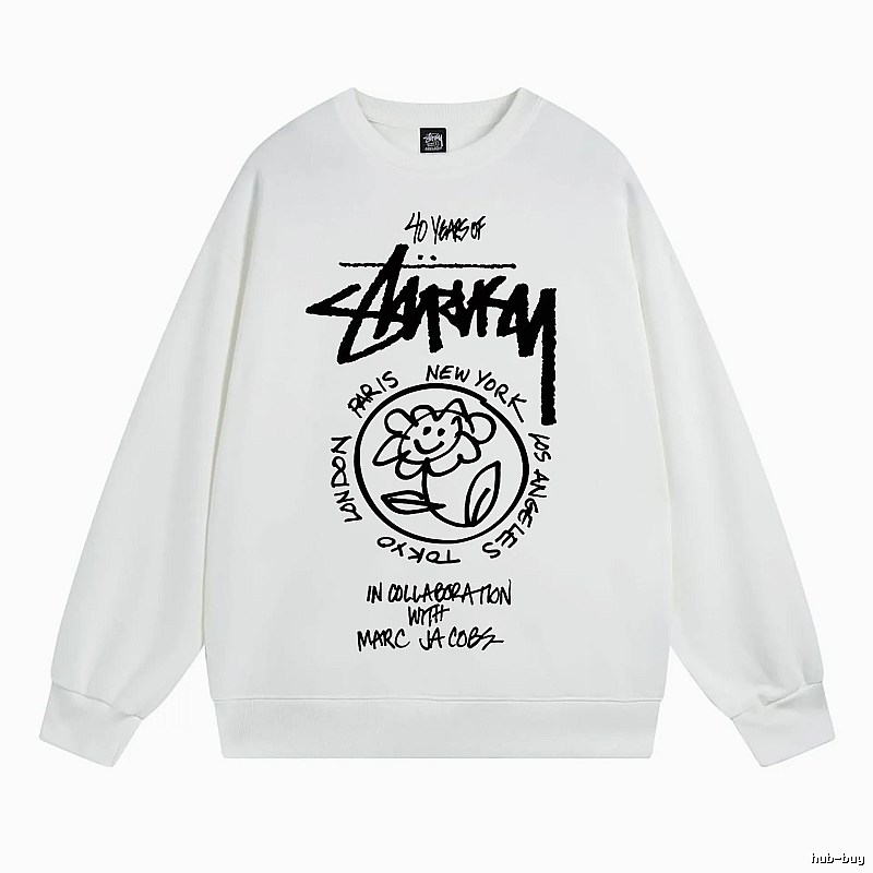 Stussy White Style 539 Graphic SweatShirt Airport Outfit