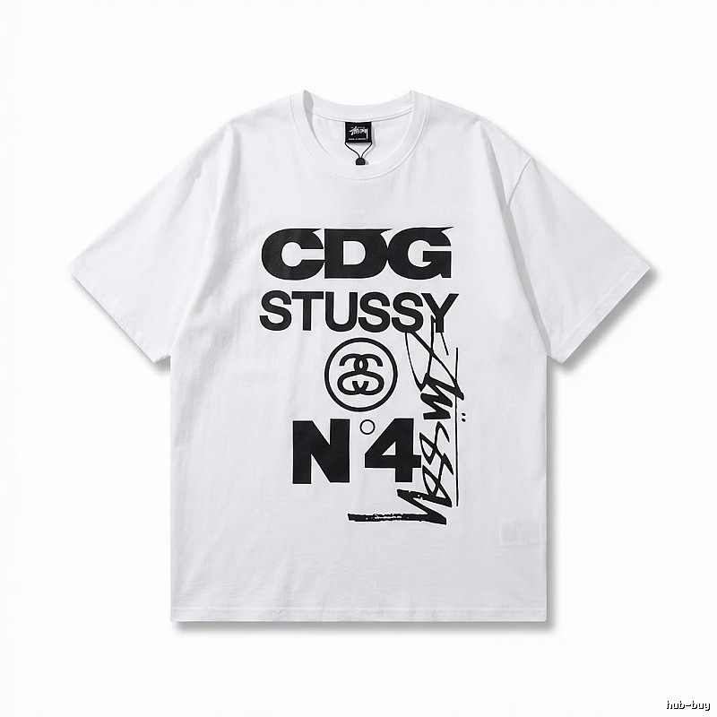 Stussy x CDG collaboration white T-shirt