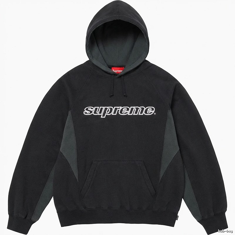 Supreme patchwork-style black hoodie