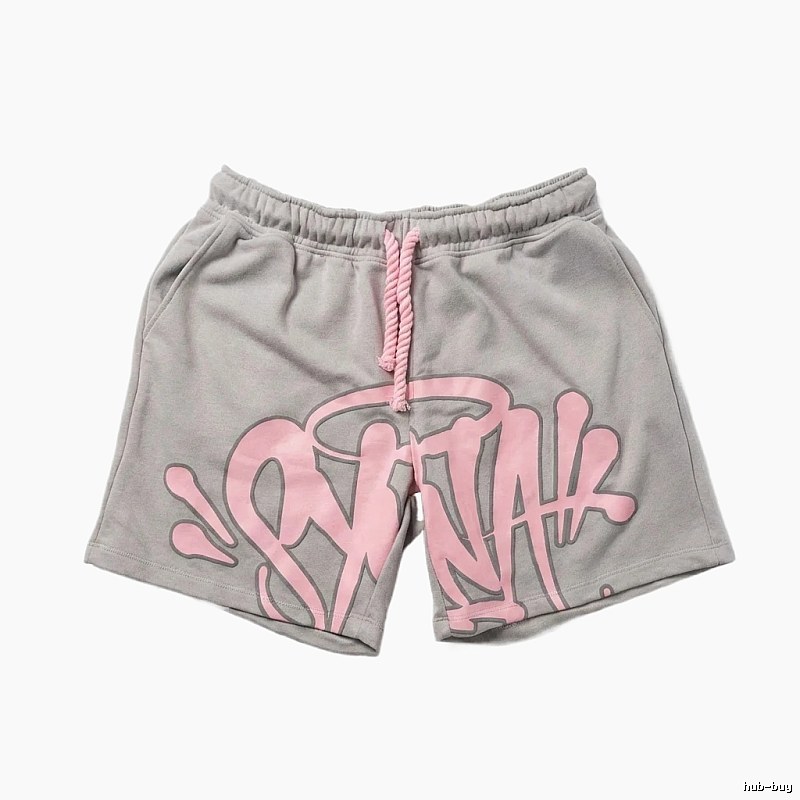 SynaWorld graffiti-style gray shorts