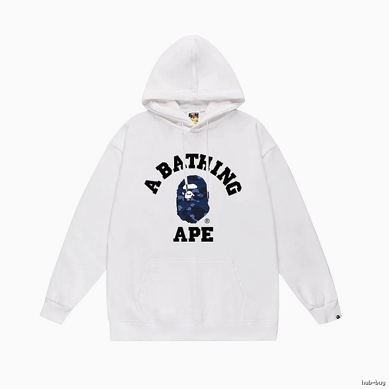 White hoodie with Bape Ape Head print