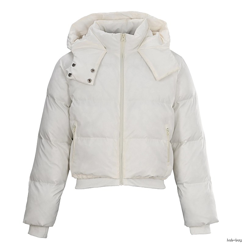 White Weekend Cropped Hooded Puffer